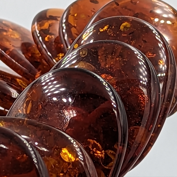 LARGE Graduated COGNAC & EGG YOLK Reconstituted AMBER DISCS RUNWAY NECKLACE 23" - Picture 10 of 15